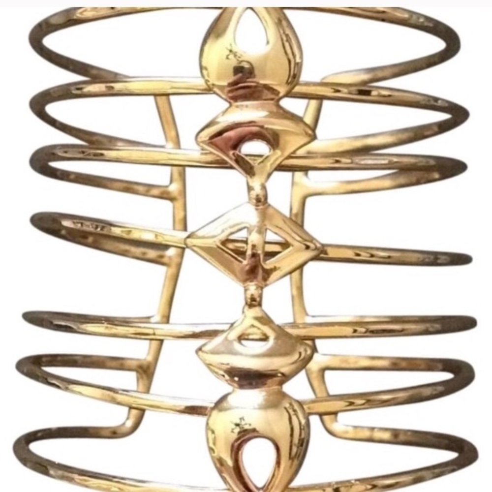 Stella & Dot | Exotic Gold Fishbone Cage Power Cuff Bracelet - Picture 5 of 12